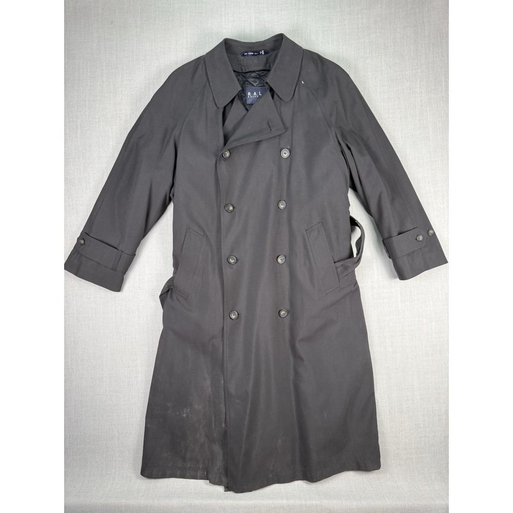 Polo Ralph Lauren Men's Black Belted Long Sleeve Trench Coat 42R Trenchcoat